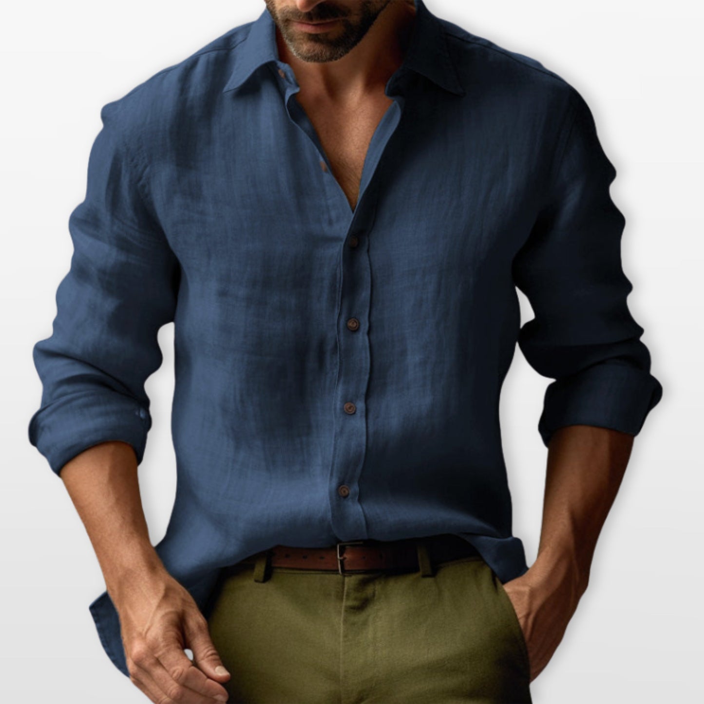 Men's Casual Linen Button Down Shirt Relaxed Fit - Image 3