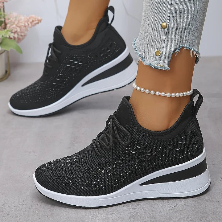 Women Orthopedic Rhinestone Sneakers Arch Support Walking Shoes - Image 13