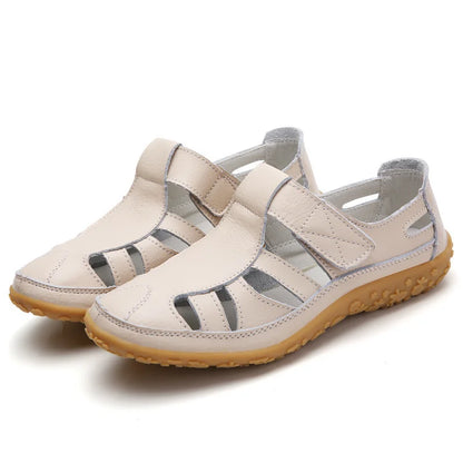 Women White Strappy Flat Sandals Arch Support Non-Slip - Image 2