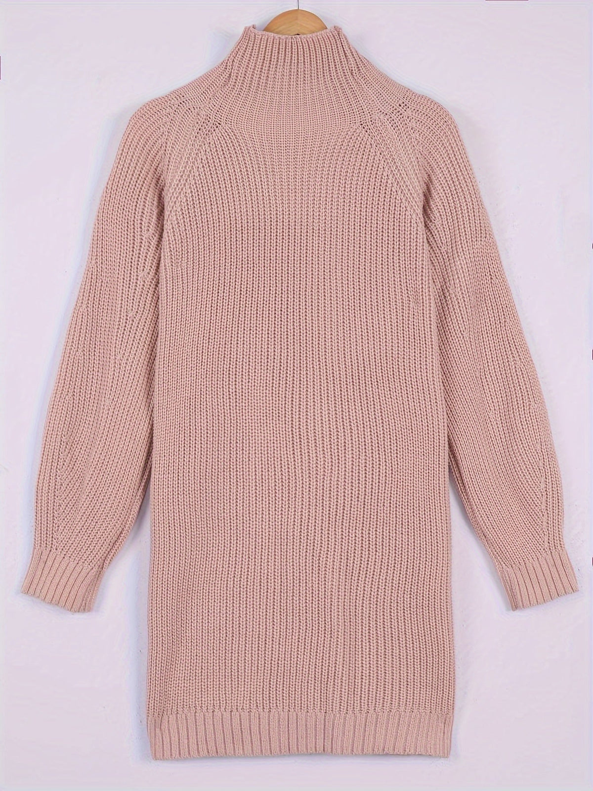 Women Ribbed Turtleneck Sweater Dress - Image 9