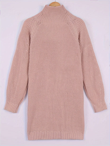 Women Ribbed Turtleneck Sweater Dress - Image 9