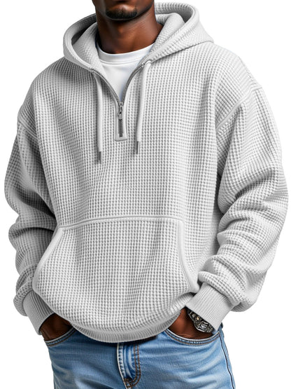 Theron - Sweat à capuche d'hiver pour homme avec demi-fermeture éclair