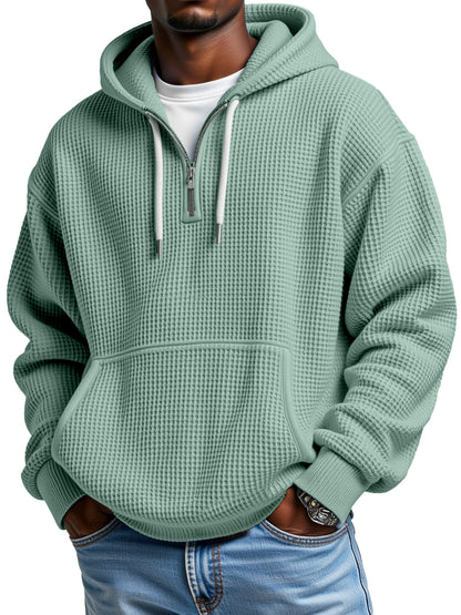 Theron - Sweat à capuche d'hiver pour homme avec demi-fermeture éclair