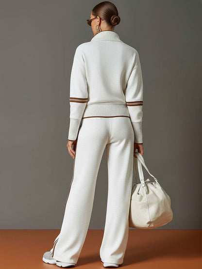 Alessandra – Womens Half Zip Sweatshirt And Wide Leg Trousers Set