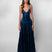 Leanne - Abito lungo elegante da donna con scollo a V e ritaglio, vestibilità aderente