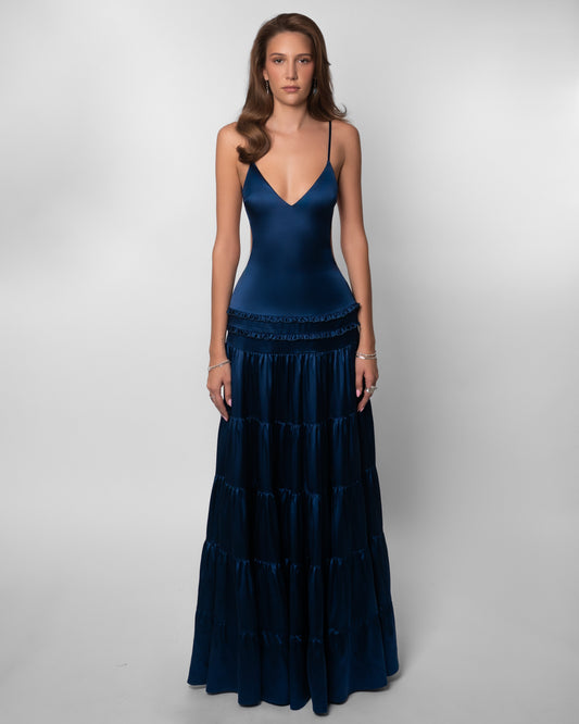 Leanne - Women V Neck Cutout Maxi Dress Elegant Fit