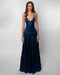 Leanne - Abito lungo elegante da donna con scollo a V e ritaglio, vestibilità aderente