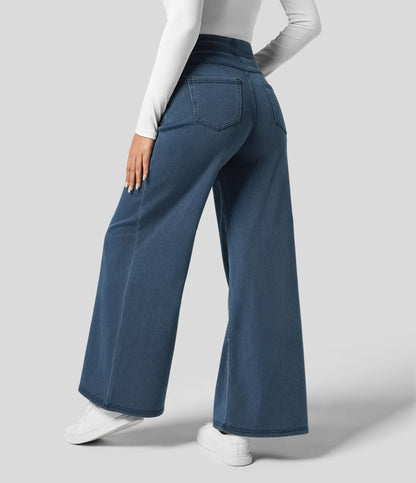 Virellie – Pantalones de mezclilla de pierna ancha para mujer