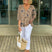 Women's Floral V-Neck Blouse Three-Quarter Sleeve Plus Size