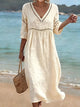 Clarine - Robe femme en coton col en V