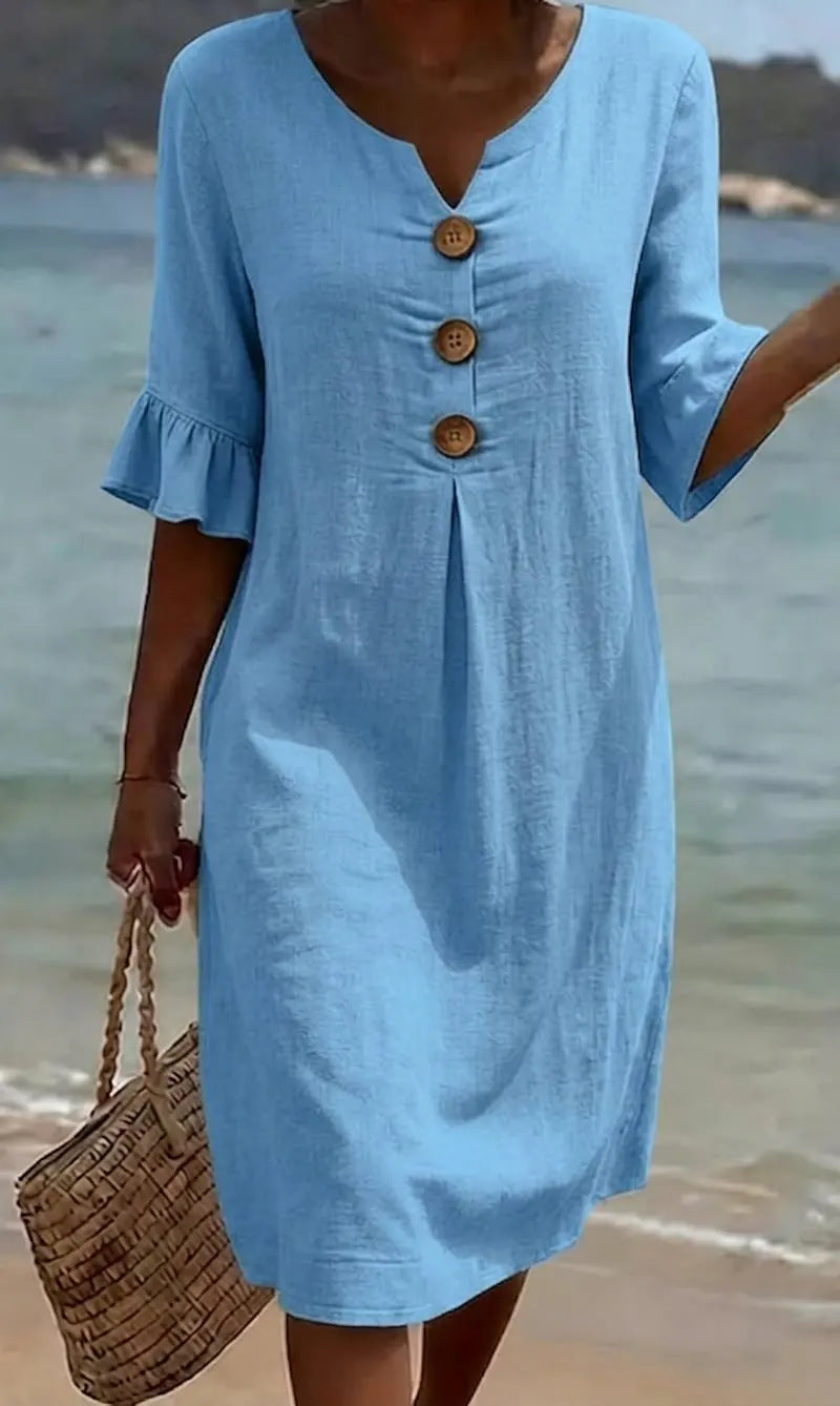 Contrina - Cotton Linen Summer Dress