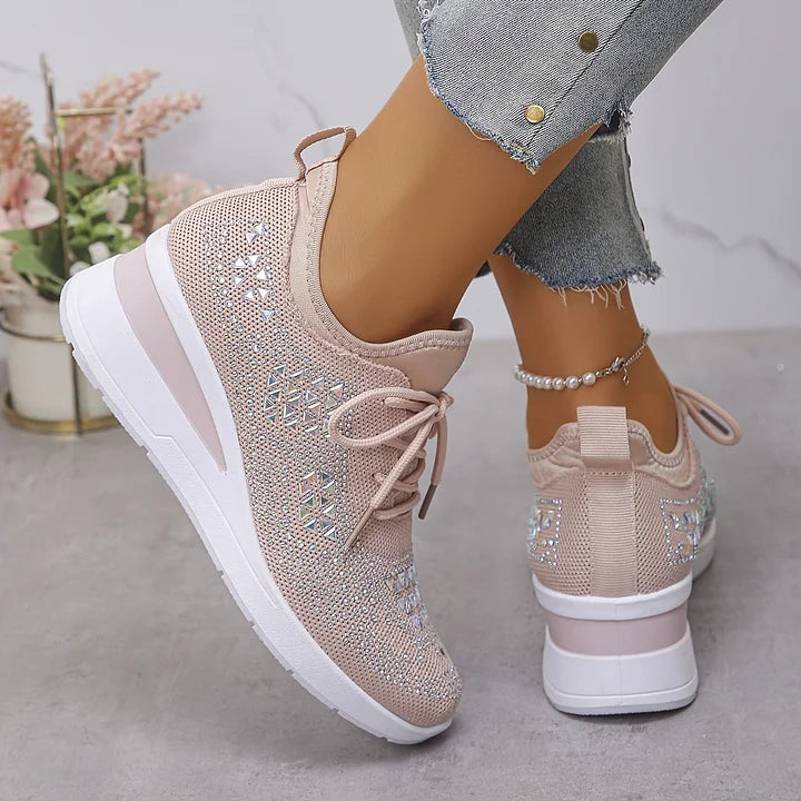 Women Orthopedic Rhinestone Sneakers Arch Support Walking Shoes - Image 2
