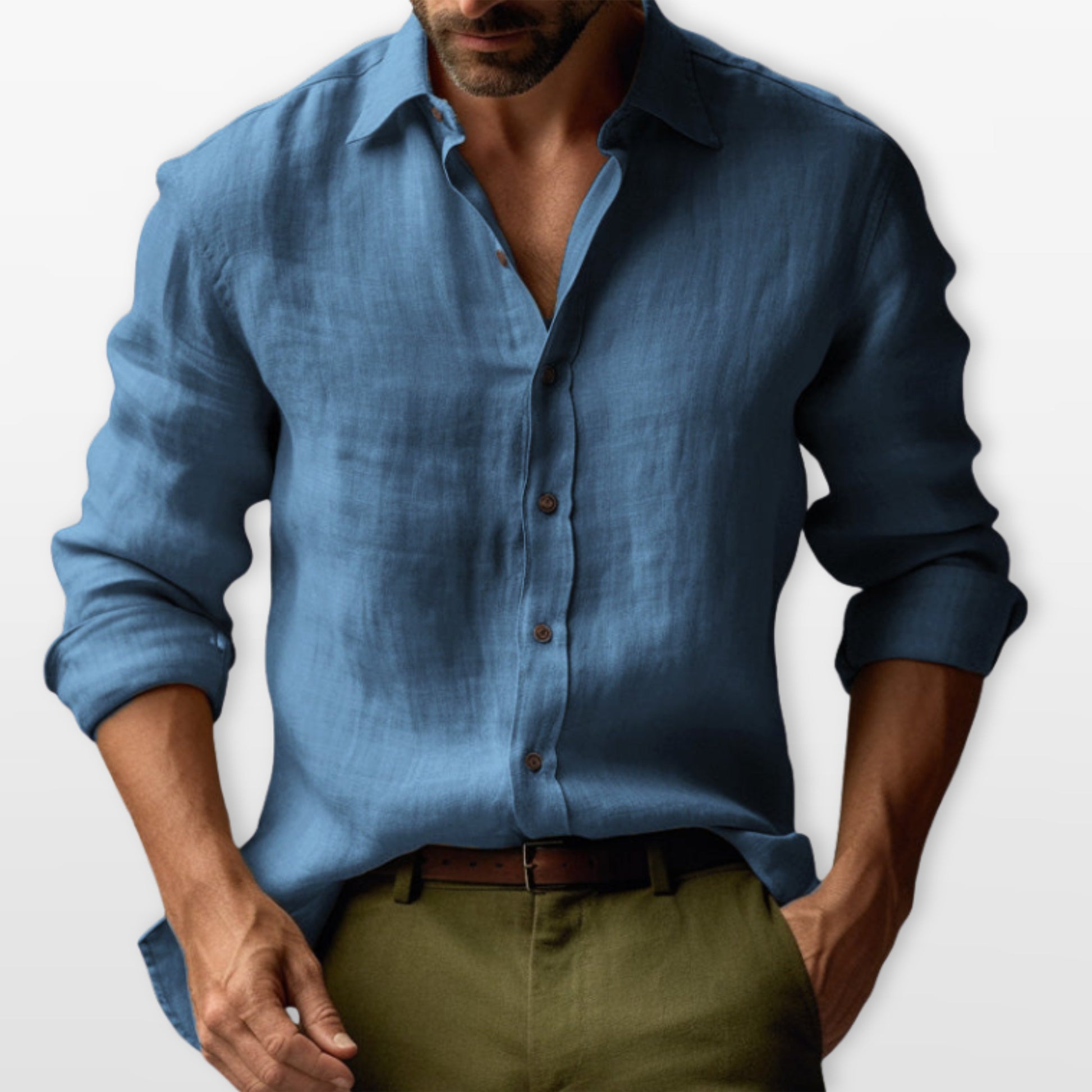 Men's Casual Linen Button Down Shirt Relaxed Fit - Image 4