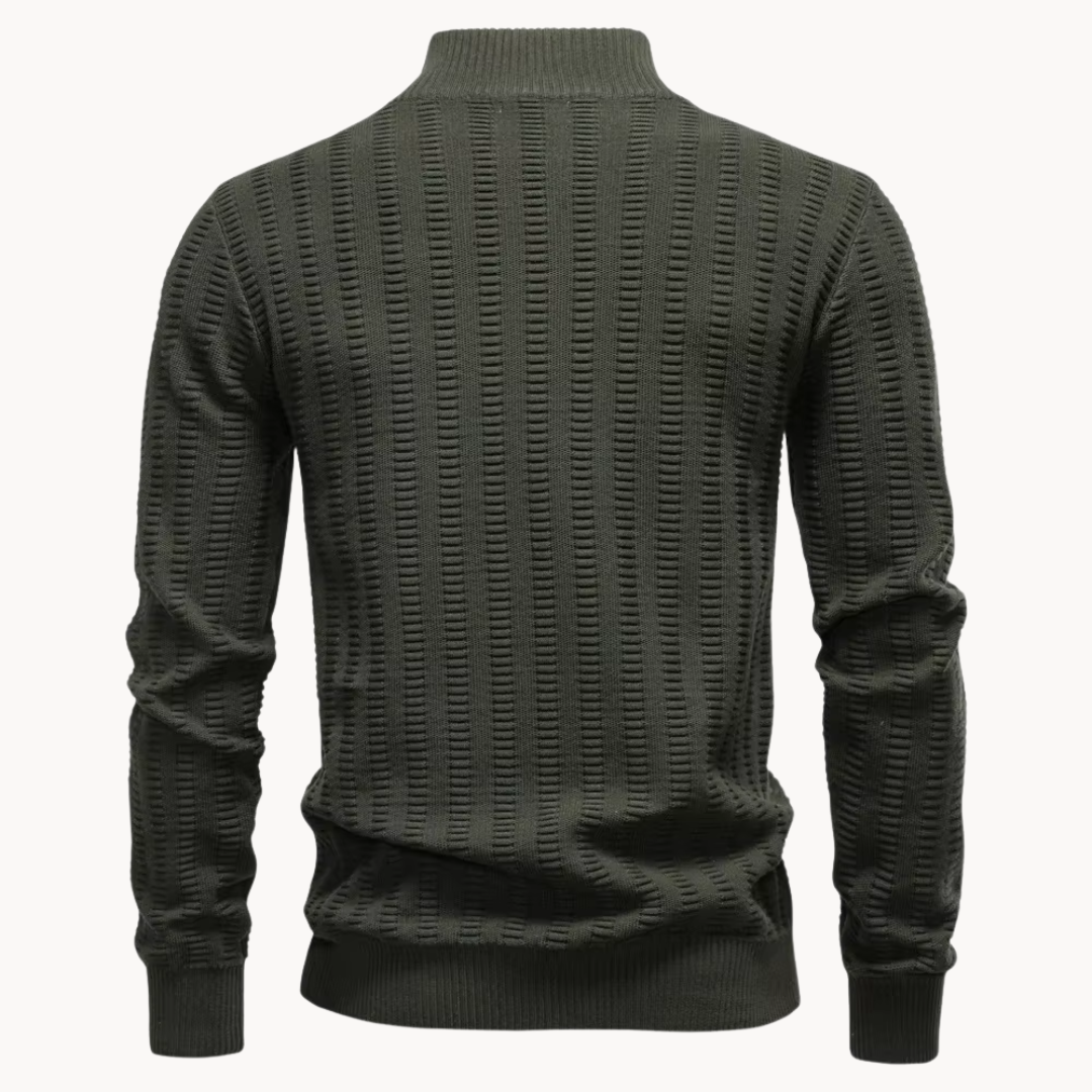 Rowan – Pull pour homme en coton à fermeture éclair courte