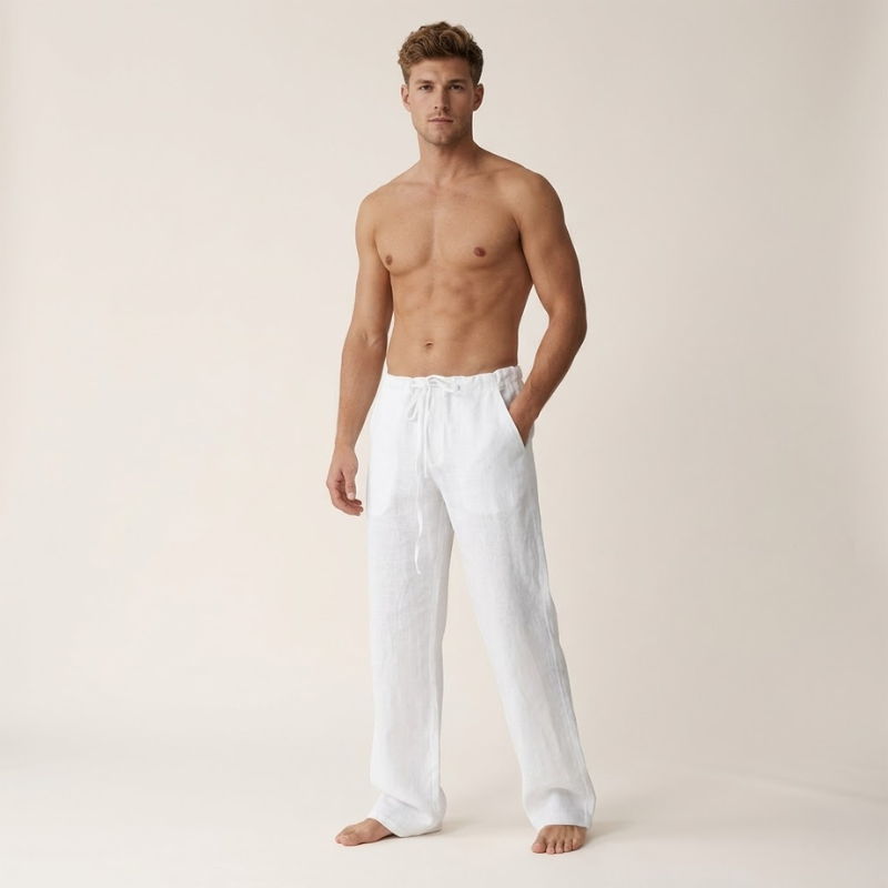 Men's Linen Cotton Loose Fit Drawstring Pants Summer - Image 5