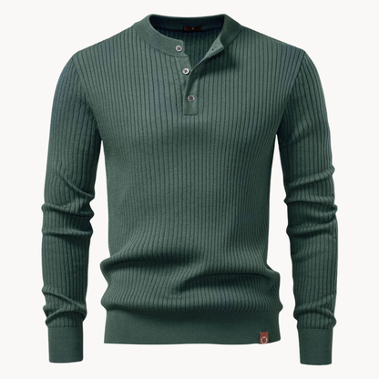 Grayson – Pull côtelé à col tunisien pour homme