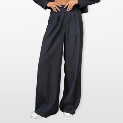 Women 2 Piece Cropped Blazer Wide Leg Pant Suit Set - Image 4