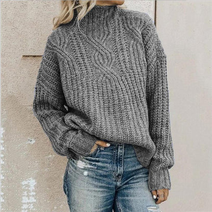 Virelle – Damski miękki sweter dziany z wysokim kołnierzem