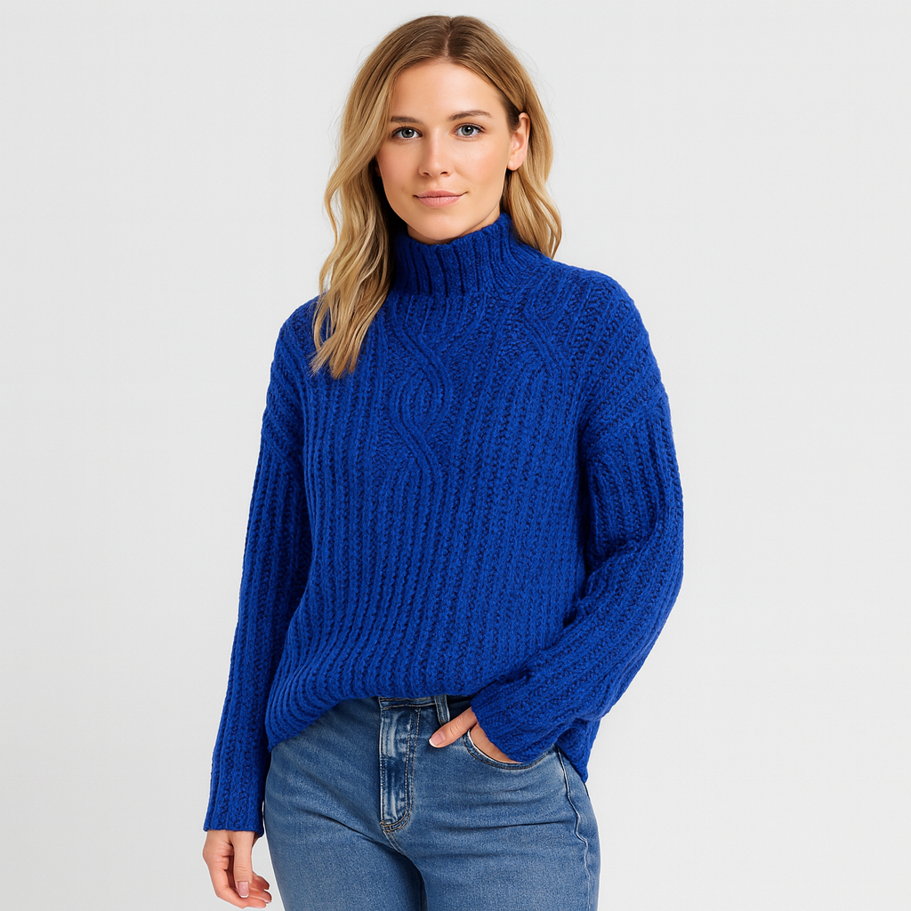 Elveria – Pull à col roulé côtelé pour femme