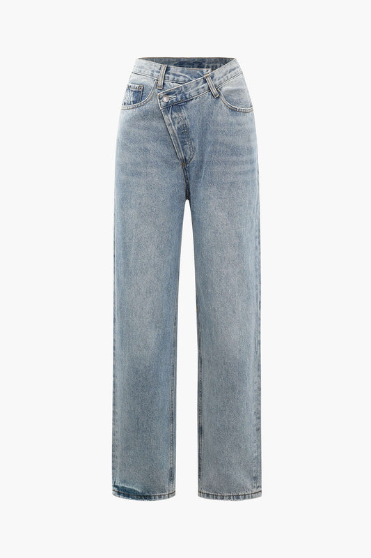 Elvarynn - Womens Asymmetric Waist Jeans