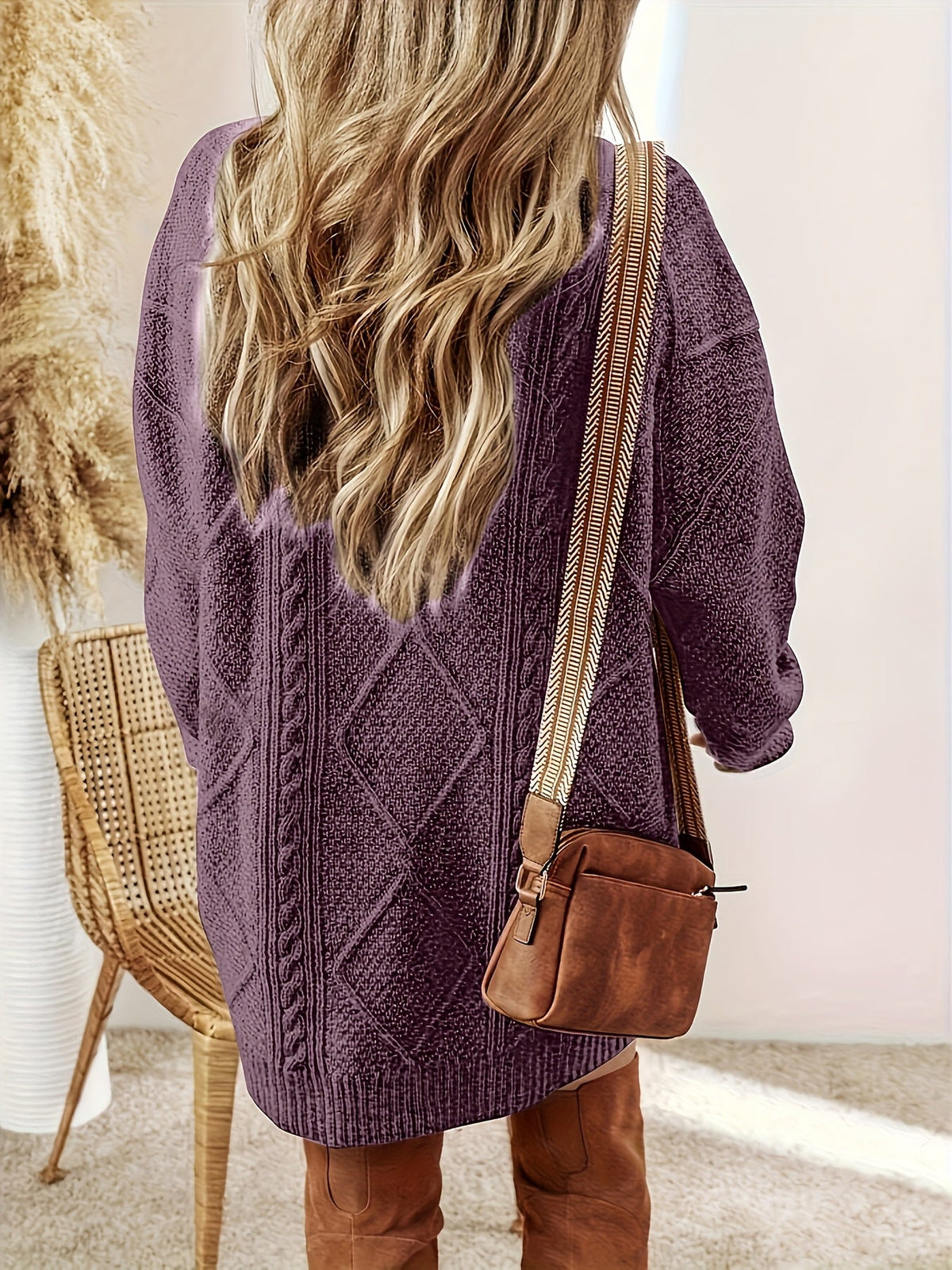 Womens Cable Knit Sweater Dress - Image 3