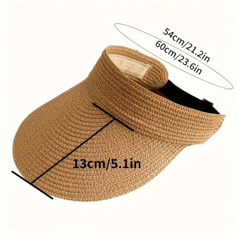 Women's Wide Brim Foldable Straw Sun Visor UV Protection - Image 4