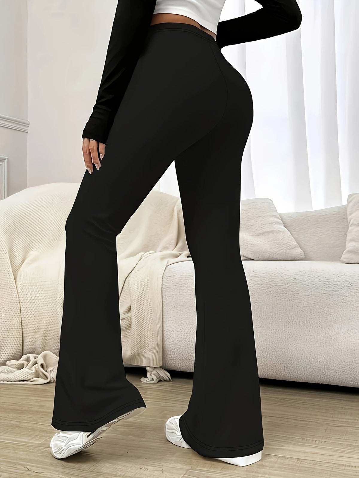 Women High Waisted Flared Trousers - Image 2