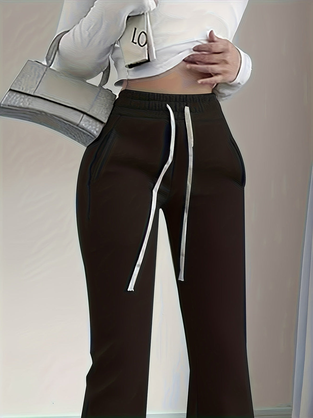 Womens High Waisted Flared Trousers - Image 6
