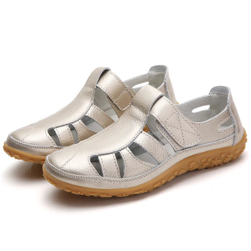 Women White Strappy Flat Sandals Arch Support Non-Slip - Image 5