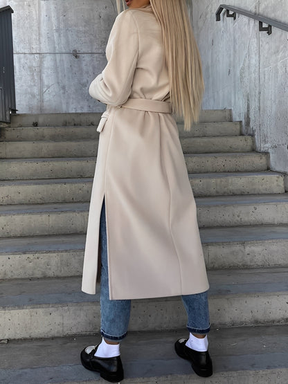 Suzel – Manteau classique pour femme à double boutonnage avec ceinture