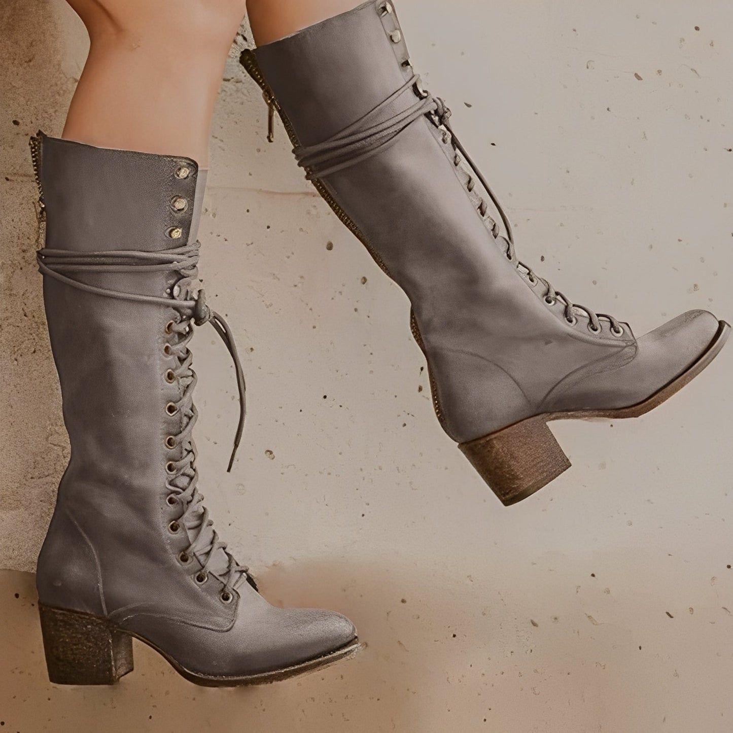Lunessa – Women’s Lace Up Boots with Block Heel