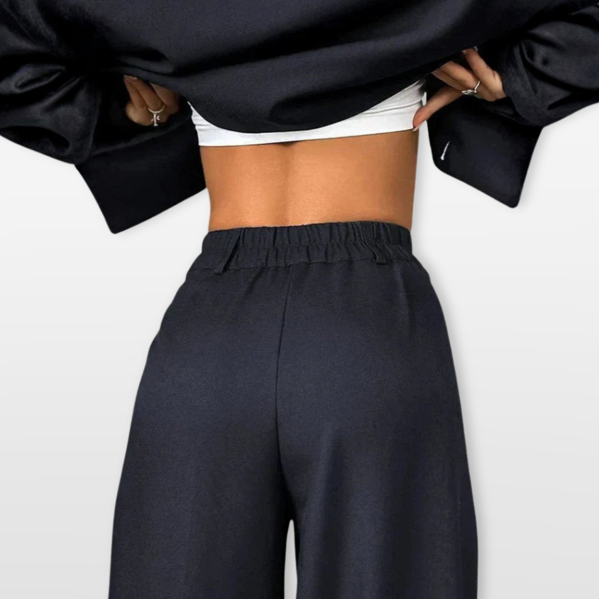 Women 2 Piece Cropped Blazer Wide Leg Pant Suit Set - Image 5