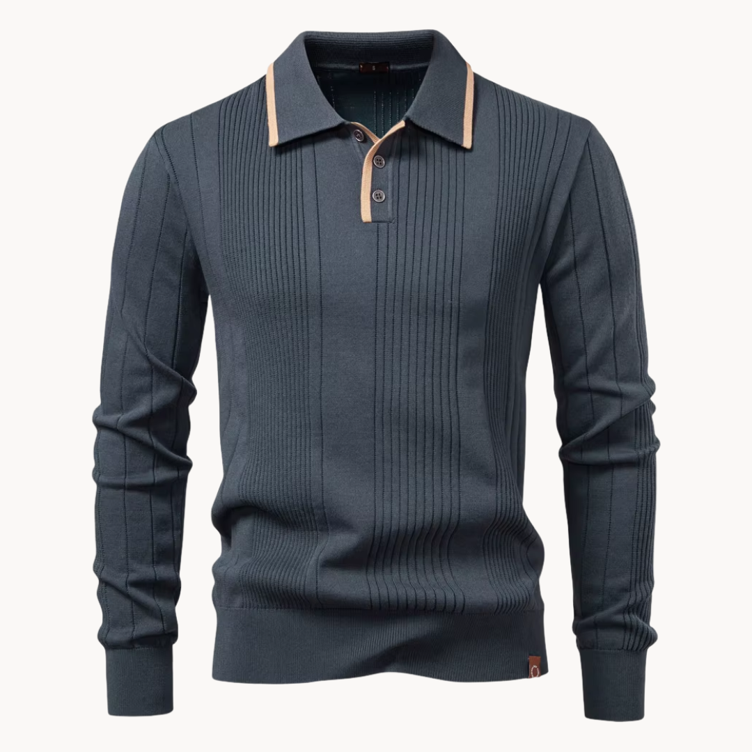 Callen – Herrestrikket Polo med Knapper