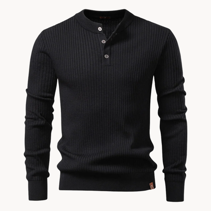 Grayson – Pull côtelé à col tunisien pour homme