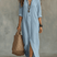 Women Black Button Front Boho Long Sleeve Shirt Maxi Dress - Image 5