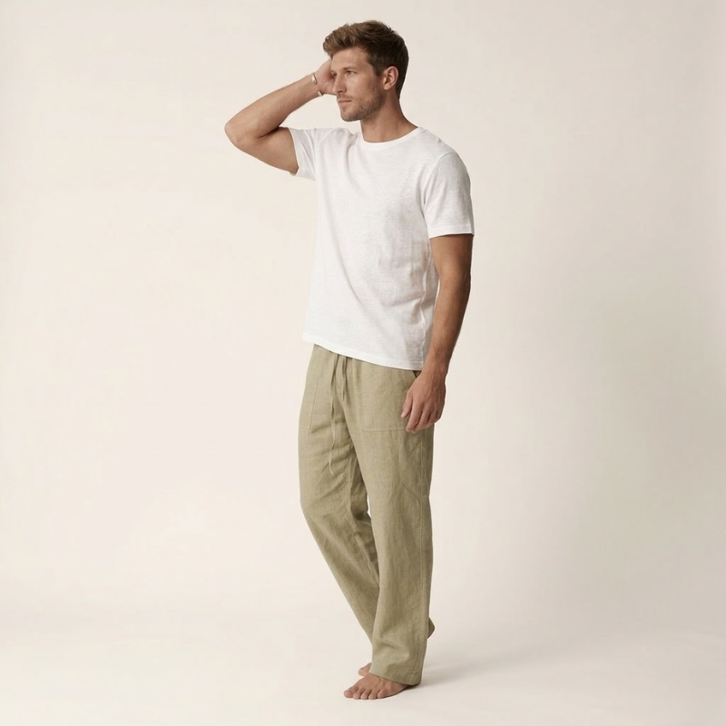 Men's Linen Cotton Loose Fit Drawstring Pants Summer - Image 6