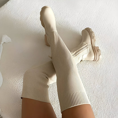 Roselle – Bottes montantes pour femmes à aspect tricoté