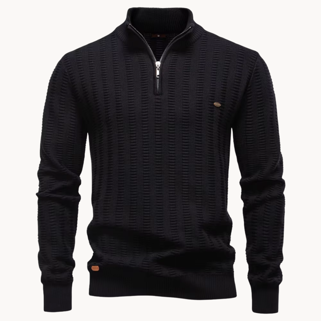 Rowan – Pull pour homme en coton à fermeture éclair courte