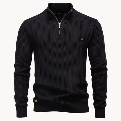 Rowan – Pull pour homme en coton à fermeture éclair courte