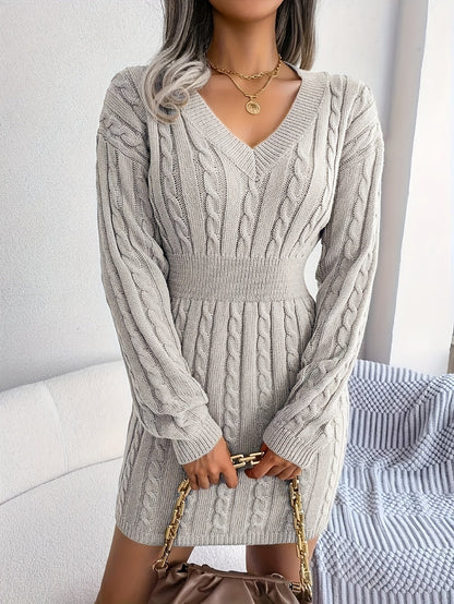 Women Cable Knit Sweater Dress - Image 13