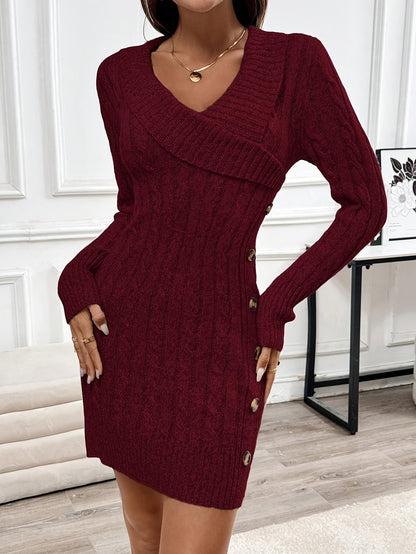 V Neck Sweater Dress - Image 3