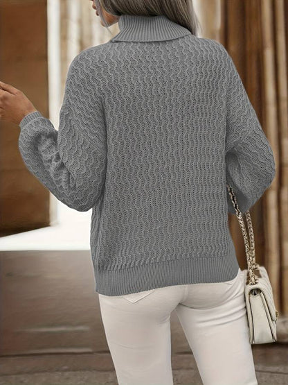 Mirelise – Women’s Textured Knit Turtleneck Jumper