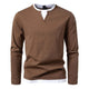 Leonardo - Mens Casual V Neck Long Sleeve Top