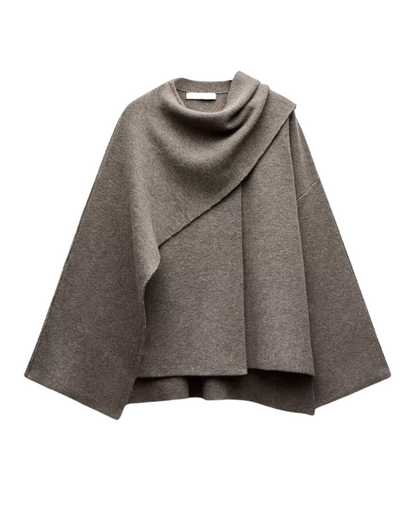 Clara – Poncho asimetric din lână pentru femei