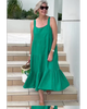 Evora - Rochie maxi casual fără mâneci, cu volane pe niveluri