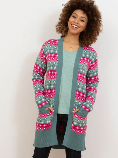 Florenysa – Cardigan lung cu model pentru femei, cu buzunare