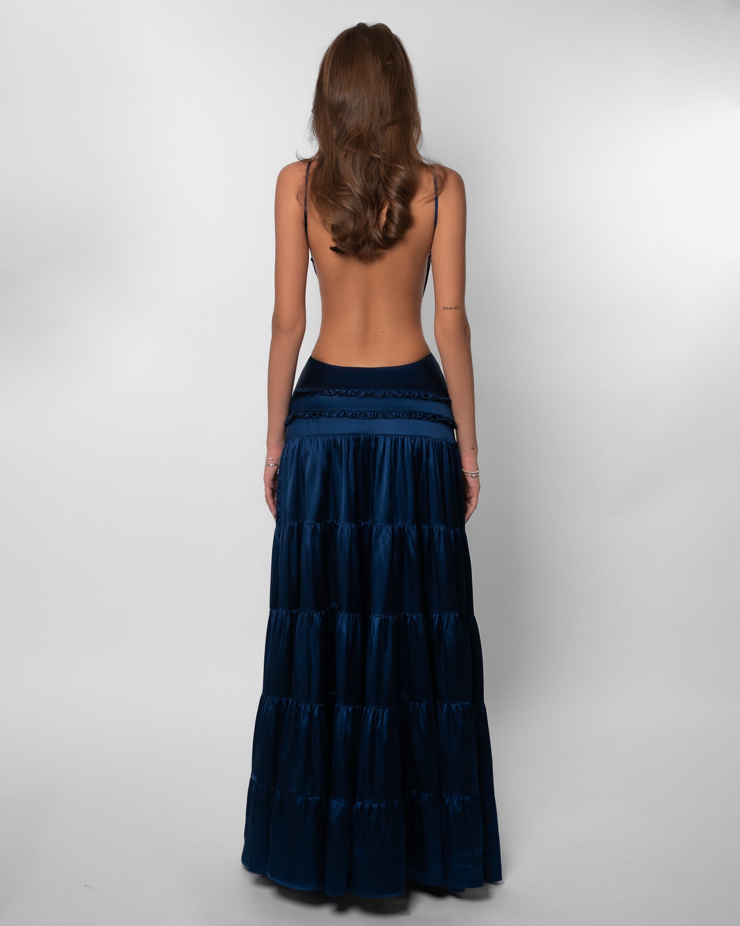 Leanne - Abito lungo elegante da donna con scollo a V e ritaglio, vestibilità aderente