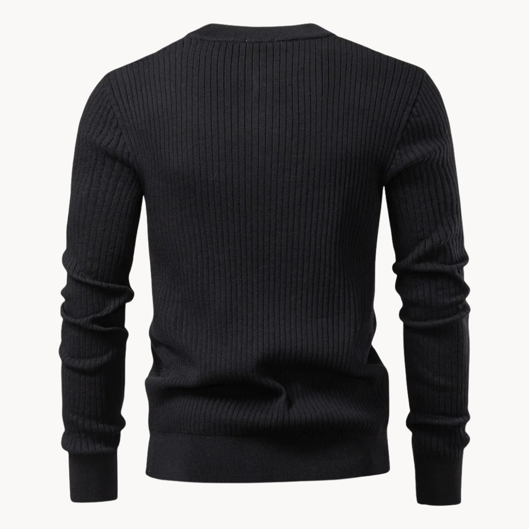 Grayson – Pull côtelé à col tunisien pour homme