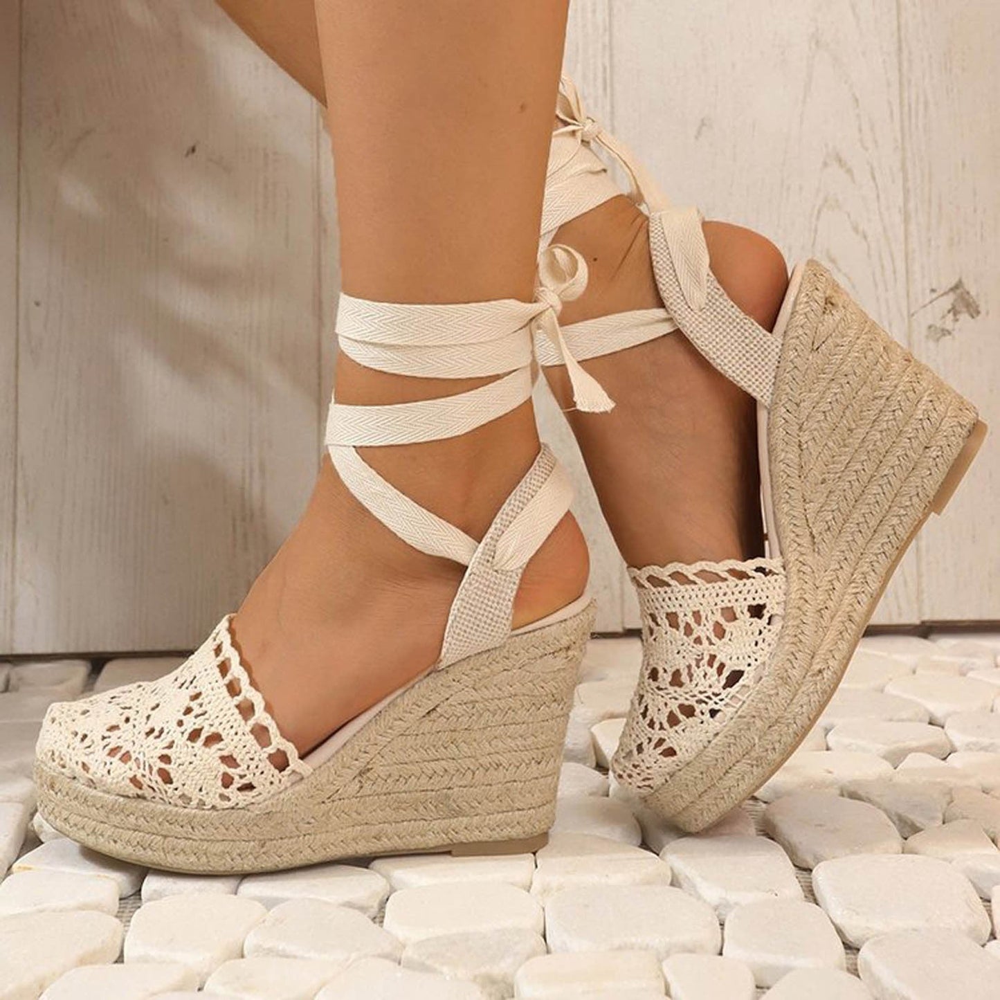 Women's Crochet Wedge Sandals