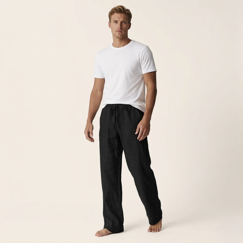 Men's Linen Cotton Loose Fit Drawstring Pants Summer - Image 7